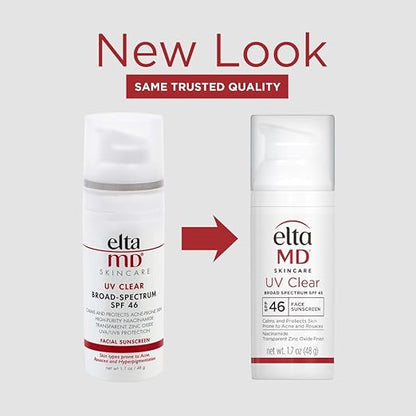 EltaMD UV Clear Face Sunscreen SPF 46, Oil-Free Sunscreen with Zinc Oxide, Dermatologist Recommended