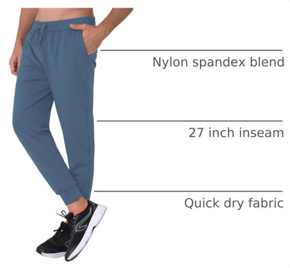 27" Inseam Athletic Jogger Pants for Short Men 7/8 Quick Dry Workout Tapered Stretch Sweatpants Casual