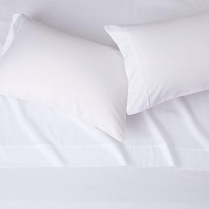 Basics - 4 Piece Microfiber Lightweight Wrinkle-free Breathable Bed Sheet Set, Super Soft Easy Care, 14" Deep Pockets, Queen, Bright White, Solid