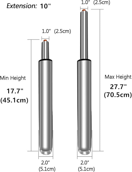 18" to 28" Long Adjustable Gas Lift Cylinder Tube for Bar Stool Drafting Chair Replacement Parts,Heavy Duty Hydraulic Pneumatic Cylinder Shock Piston (10" Lift Stroke)