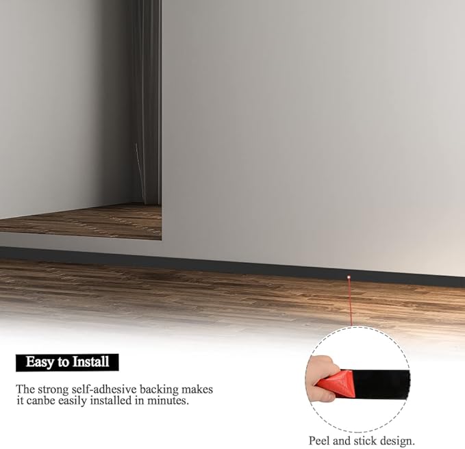 Floor Transition Strip Self Adhesive Flooring Threshold 2" Wide Rubber Transition Strip Vinyl Floor Flat Divider Strip Edge Trim Laminate Floor Gap Covering (20 Ft, Black)