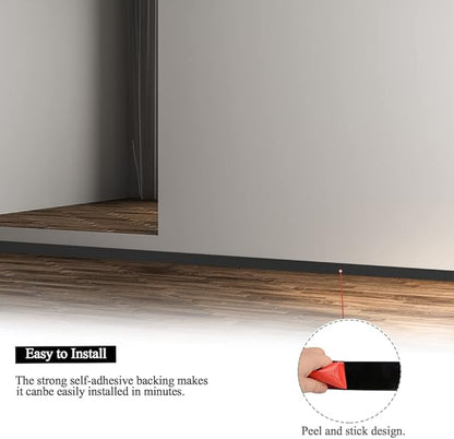 Floor Transition Strip Self Adhesive Flooring Threshold 2" Wide Rubber Transition Strip Vinyl Floor Flat Divider Strip Edge Trim Laminate Floor Gap Covering (20 Ft, Black)