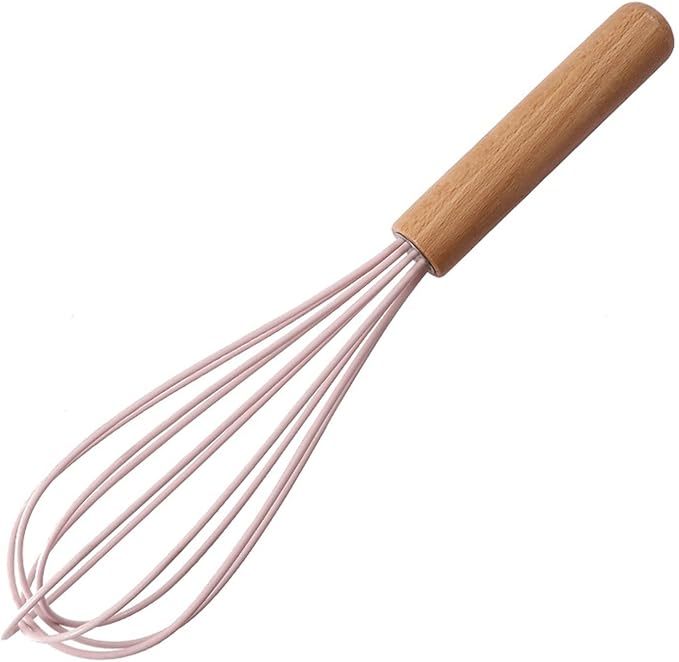 Cooking Wood Handle Egg Beater Whisk Manual Silicone Cream Mixer Stirring Milk Mixing Whisking Kitchen Utensil Baking Accessories Mixer