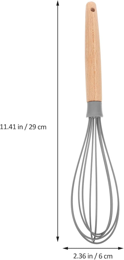 Premium Whisk Silicone Whisk Baking Tools with Beechwood Handle Non-stick Whisk Heat Resistant Whisk