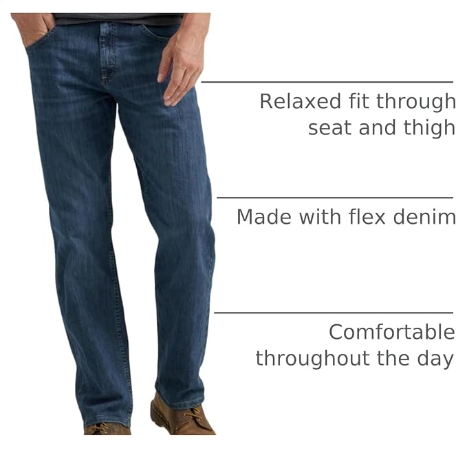 48W/ 32L, Wrangler Authentics Men's Classic 5-Pocket Relaxed Fit Flex Jean