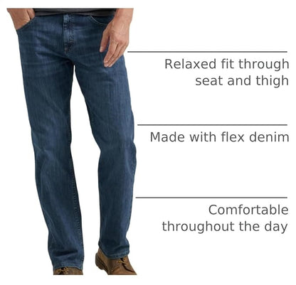 48W/ 32L, Wrangler Authentics Men's Classic 5-Pocket Relaxed Fit Flex Jean