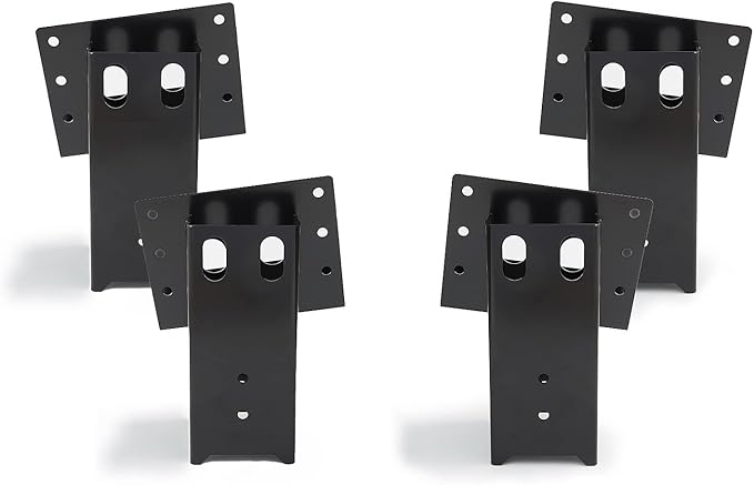 Multi-Use Outdoor 4x4 Compound Angle Platform Brackets for Deer Stand Hunting Blinds Shooting Shack, Tree House, Observation Decks, Set of 4, 16''x 7.5''x 9'', Black, 4 Count