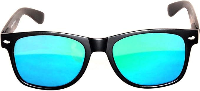 OWL Mirrored Sunglasses Women  Men, UV Protected Rectangle Sunglasses, Fashion Retro Flat Mirrored Lens Black Sunglasses