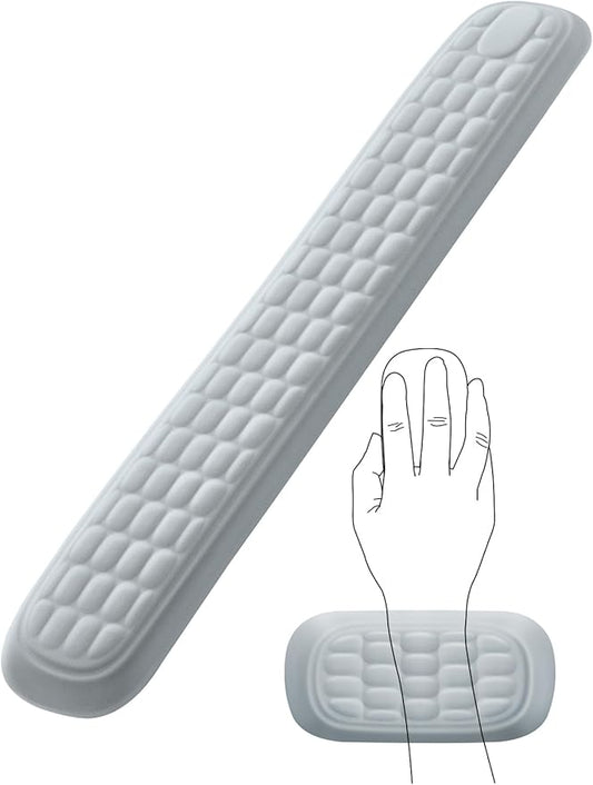 Memory foam gel wrist rest set for keyboard and mouse, ergonomic wrist support, for office, games, computer, laptop, Mac, gray color