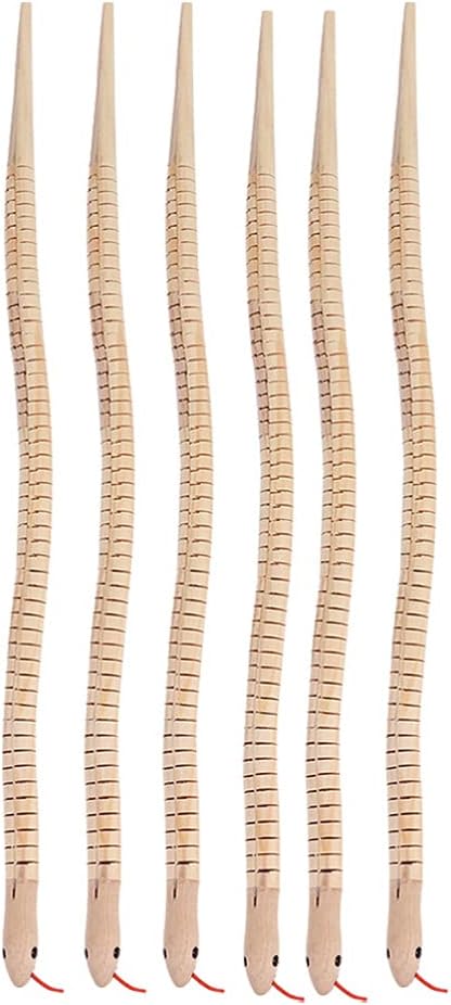 Unfinished Wooden Wiggly Snakes Toy: Jointed Flexible Wood Snake to Paint 6pcs Blank Animal Model for DIY Arts Crafts Birthday Party Favors