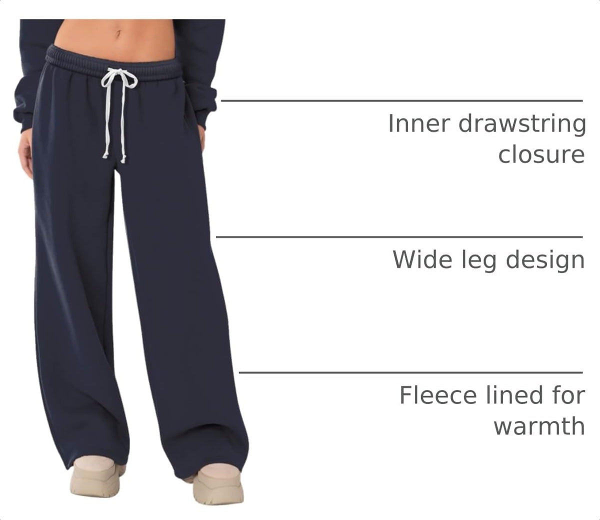 HeSaYep Women's Fleece Lined Sweatpants Wide Leg Thermal Winter Warm Baggy Sweat Pants with Pockets
