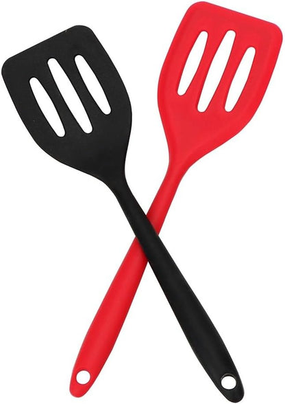 1PCS Silicone Slotted Spatula,Silicone Turner Fish Frying Pan Scoop Fried Shovel Spatula Non Stick Cooking Spatula for Kitchen(gray Large)