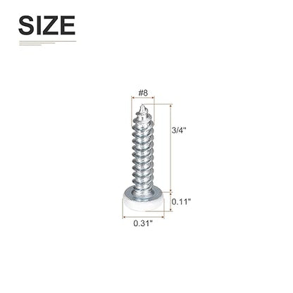 8x34" White Screws 25Pack - Zinc Plated Carbon Steel Pan Head Phillips Sheet Metal Screw Self-Tapping Screw Wood Screws