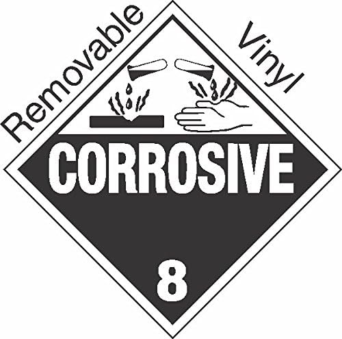 GC Labels-P303, Standard Worded Corrosive Class 8 Removable Vinyl Placard, Package of 50 Placards