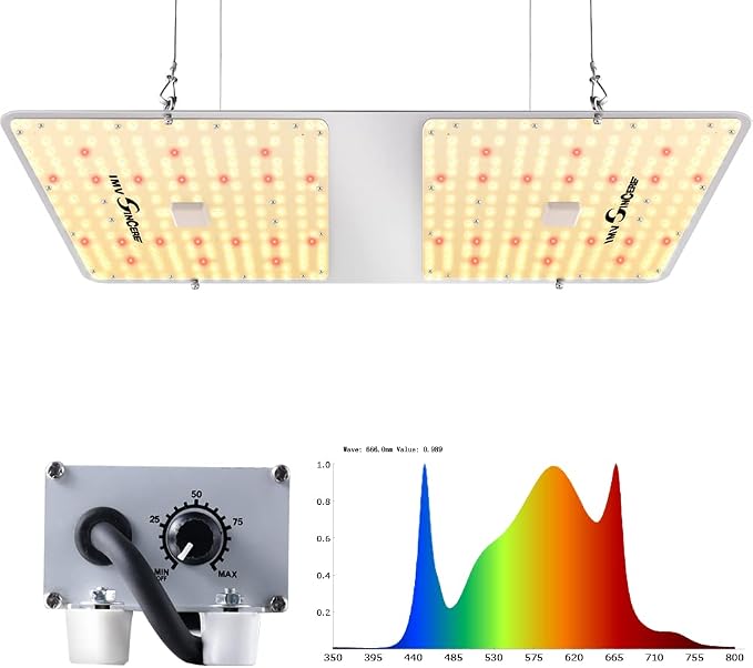 IMVSINCERE LED Grow Lights for Indoor Plants, 200W Full Spectrum Grow Light Seedling, Veg & Bloom, Dimmable Sunlike for Indoor Plants Tents High PPFD ( Doesn't come with Rope Ratchet Hanger-User Manual
