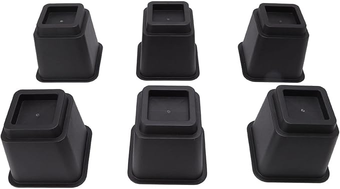 Jonlaki Bed Risers, 6pcs Plastic Sofa Risers 5in Furniture Risers Furniture Risers Bed Sofa Table Couch Chair Bed Raisers Blocks Couch Risers for Home Office Black