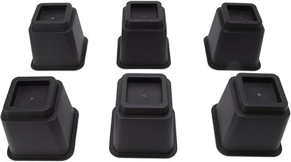 Jonlaki Bed Risers, 6pcs Plastic Sofa Risers 5in Furniture Risers Furniture Risers Bed Sofa Table Couch Chair Bed Raisers Blocks Couch Risers for Home Office Black