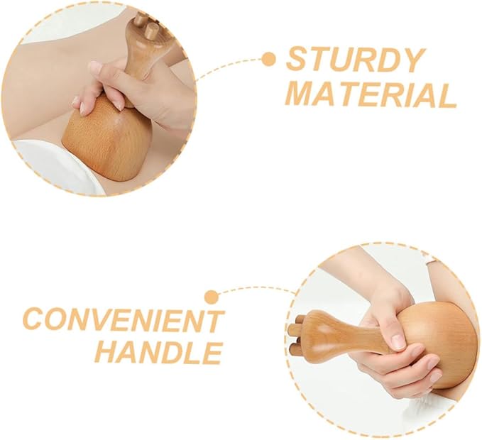 SOIMISS Dual Head Therapy Massage Tool Multi Functional Wooden Massage Cup for Shoulder Manual Massage Tools for Myofascial Release and Relaxation