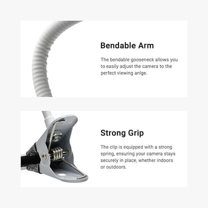 Holicfun Flexible Clip Mount with 15cm Gooseneck for Indoor and Outdoor Security Cameras, Compatible with Ring, Blink, Eufy, Google Nest, Wyze, Arlo, Simplisafe and Other Cameras - White
