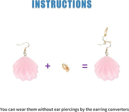 WeKen Women Pink Sunglasses+Shell Necklace+Pink Shell Shape Earrings+Pink Bracelet Set Costume Dress Up Accessories for Women 4 Piece (Wig not Included)