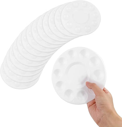 15 Pack Paint Tray Palettes for Kids, Plastic White Palettes for Students, Paint Holder, Paint Supplies