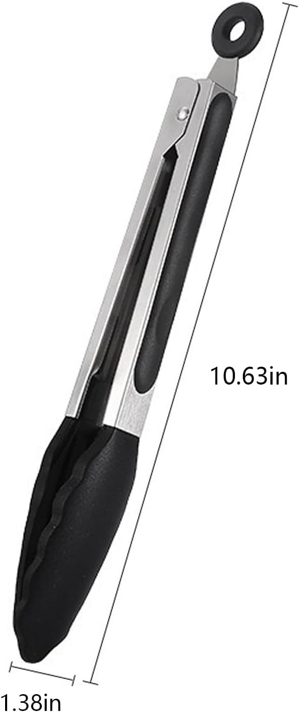 Kitchen Tongs Spatula Tongs for Cooking 11 Inch Barbecue Clamp Spatula for Gripper Bread Clip Fried Steak Clamp Flipping Fish Beefsteak (Black)