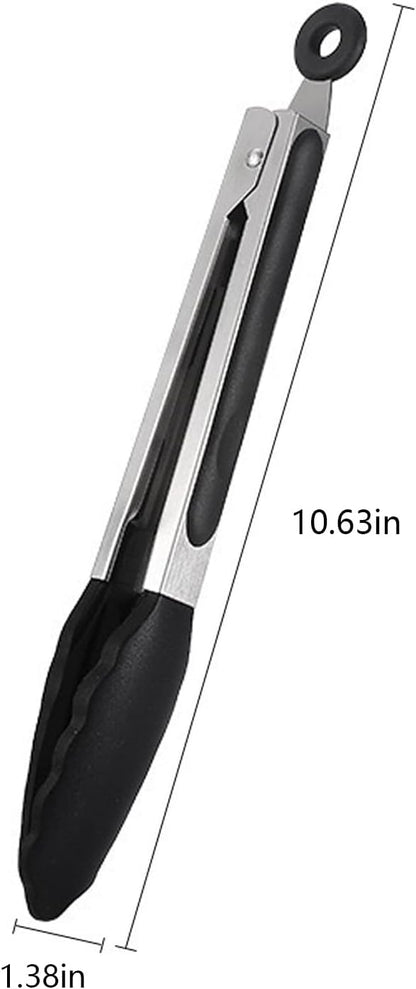 Kitchen Tongs Spatula Tongs for Cooking 11 Inch Barbecue Clamp Spatula for Gripper Bread Clip Fried Steak Clamp Flipping Fish Beefsteak (Black)