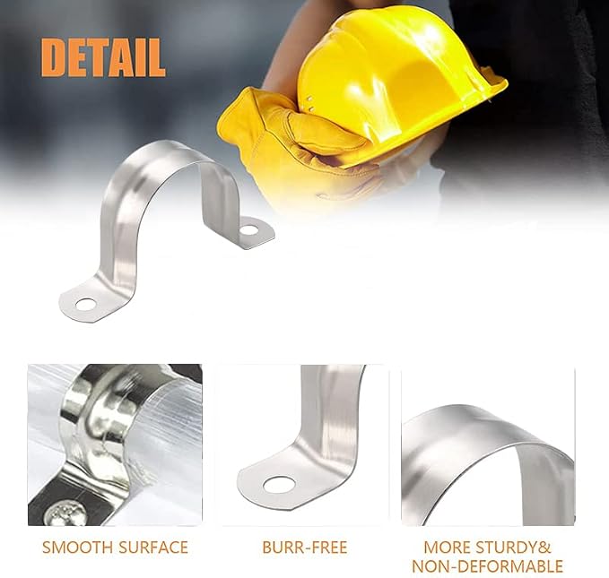 AKIHISA 8 Pcs U Tube Pipe Clamp 304 Stainless Steel U Bracket Pipe Strap Clamp ID 5/8Inch(16mm)