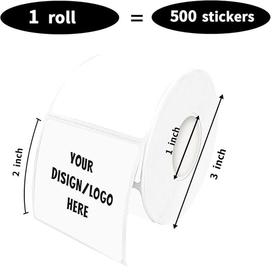 2"x2" White Square Thermal Label Stickers, Self-Adhesive Square Direct Thermal Labels,500 Sheets with Perforation Line in ROLL