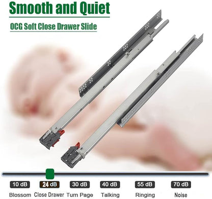 OCG Undermount Drawer Slides 21 inch (1 Pair), Full Extension Soft Close Concealed Drawer Runners, Come W Mounting Screws and Brackets, 1 Pair