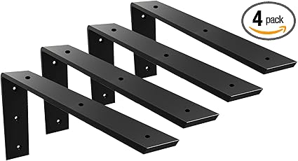 Countertop Support Bracket 4 Pack 16 inch Heavy Duty 38" Thick Black Granite Countertop Bracket 16"x6"x2.5" Shelf L Bracket Mantel Corbels for QuartzGraniteWoodConcretLaminate Countertops