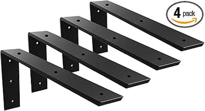 Countertop Support Bracket 4 Pack 16 inch Heavy Duty 38" Thick Black Granite Countertop Bracket 16"x6"x2.5" Shelf L Bracket Mantel Corbels for QuartzGraniteWoodConcretLaminate Countertops