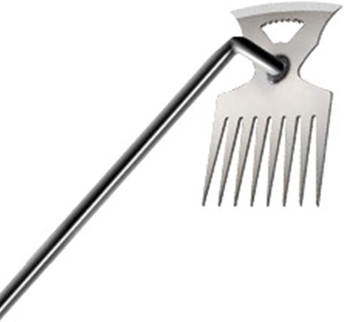 Weeds Puller Weeds Picker Easily Remove Weeds Long Handle Silver Weeds Remover Tool Gardening Hand Weeding Tool for Weeding, 53 cm 8 Teeth