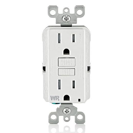Leviton GFCI Weather-Resistant Outlet, 15 Amp, Self Test, Tamper-Resistant with LED Indicator Light, Outdoor Locations, GFWT1-W, White