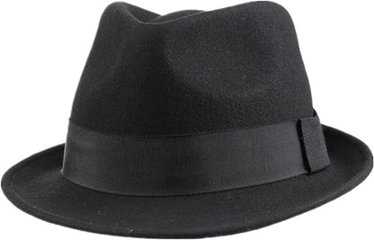 Home Prefer Men's Wool Felt Winter Hat Short Brim Fedora Hat