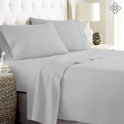 BIOWEAVES 100 Organic Cotton Sheets, 300 Thread Count 4-Piece GOTS Certified Bed Sheet Set Fits Mattress Upto 17" Deep Pocket, Soft  Silky Sateen Weave (Queen, Glacier Gray)