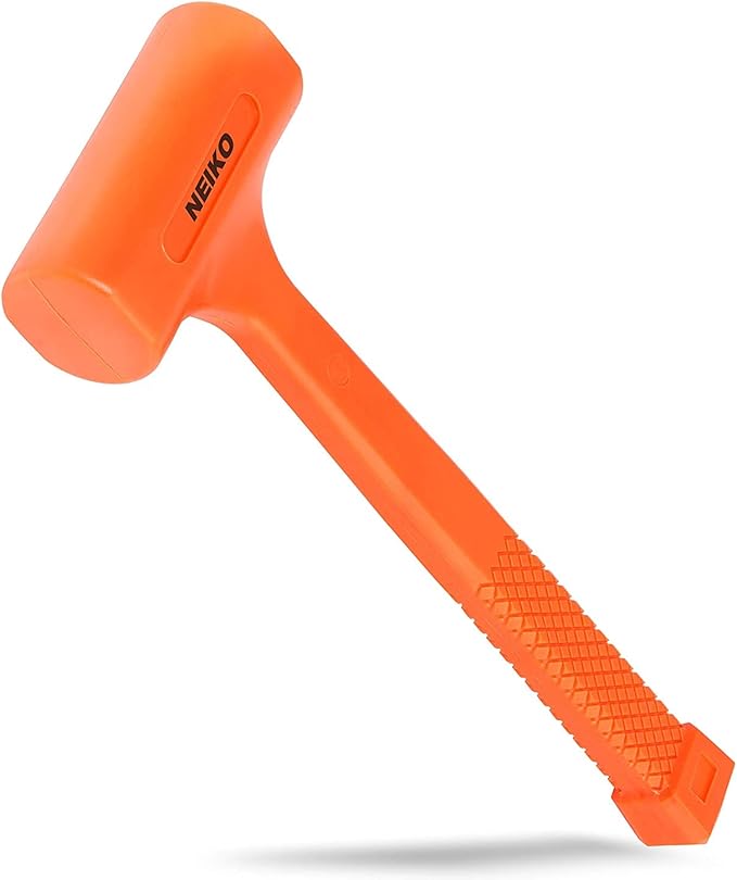 Neiko 02847A 2 LB Dead Blow Hammer, Neon Orange  Unibody Molded  Checkered Grip  Spark and Rebound Resistant
