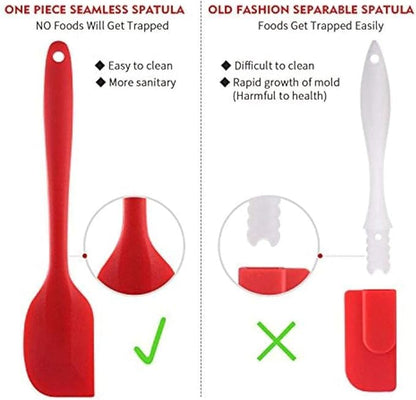 YAKOLAK Premium Silicone Non-Stick Heat Resistant Spatulas with Steel Core Kitchen Utensils Non-Stick for Cooking, Baking and Mixing, 9 Inch Red