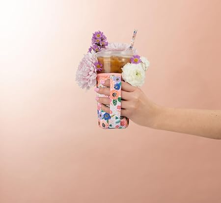 Swig Life Iced Cup Coolie, Standard 22oz Iced Coffee Cup Insulator Sleeve with Handle, Neoprene Insulated Coolie Keeps Drinks Cold (Sweet And Spooky)