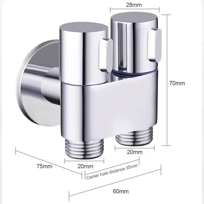 1-In-2-Out Dual Control Valve, 1-In-2-Out Washing Machine and Toilet Faucet, Dual Control Valve for Bidet, Bathroom Faucet Double Handle Dual Control with Pull Out Sprayer (Black)