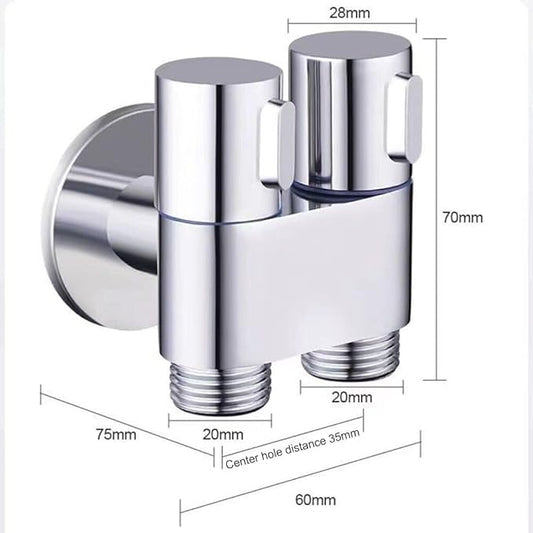 1-In-2-Out Dual Control Valve, 1-In-2-Out Washing Machine and Toilet Faucet, Dual Control Valve for Bidet, Bathroom Faucet Double Handle Dual Control with Pull Out Sprayer (Black)