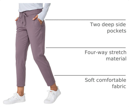 Women's Pants with Deep Pockets 7/8 Stretch Ankle Sweatpants for Golf, Athletic, Lounge, Travel, Work #1 Best Seller in Women's Golf Pants