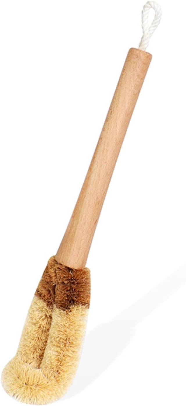 Bottle Cleaner Brush Long Handle L-shape Cup Brush Straight Bottle Brush Cleaning Brush for Kitchen, 31.5x6cm, Brown