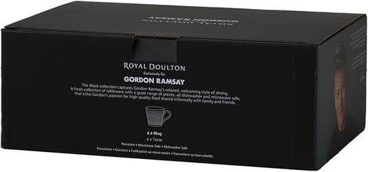 Royal Doulton Exclusively for Gordon Ramsay Maze Light Grey Mug, Set of 4, 13.5 oz