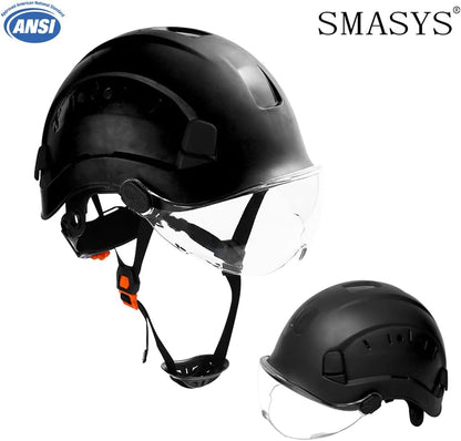 SMASYS Safety Hard Hat ABS Helmet Adjustable with Visor 6-Point Suspension Perfect for Construction and Climbing