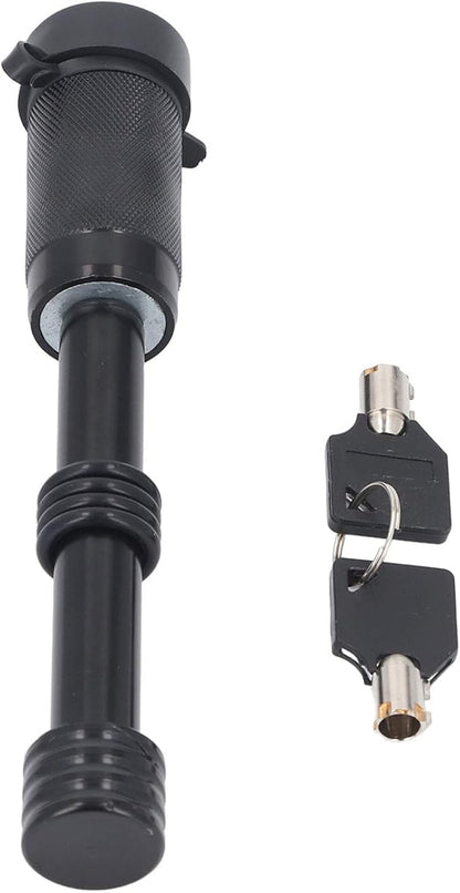 Trailer Hitch Lock with Key, 58 Diameter 4in Length, Press Lock Pin for Class III IV 2 Inch 2-12 Inch Receiver, Zinc Alloy, Weatherproof Design, Trailer Hitch Lock Set