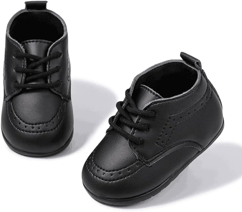 Meckior Infant Baby Boys Girls Classic PU Leather Wedding Loafers Brogue Toddler Oxford Dress Shoes First Steps Walking Flat Lazy Crib Shoe