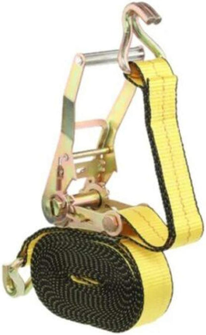 Premium Ratchet Tie Down – 1 PK – 2 IN – 27 FT – 3333 LBS Working Load – 10000 LBS Break Strength – Double J Hook – Cargo Straps Perfect for Moving Appliances, Lawn Equipment and Motorcycles