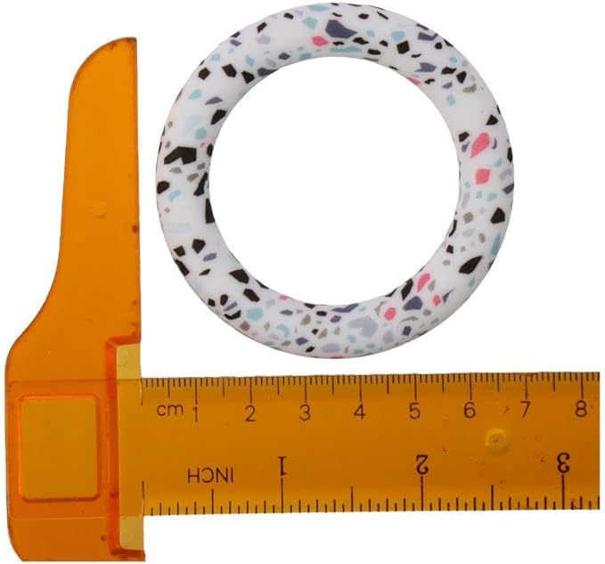 10Pcs 65mm Silicone Bead Ring Round Silicone Bead Loop with 2 Hole Silicone Focal Bead for DIY Keychain Jewelry Making Hanging Ornaments