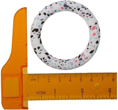 10Pcs 65mm Silicone Bead Ring Round Silicone Bead Loop with 2 Hole Silicone Focal Bead for DIY Keychain Jewelry Making Hanging Ornaments